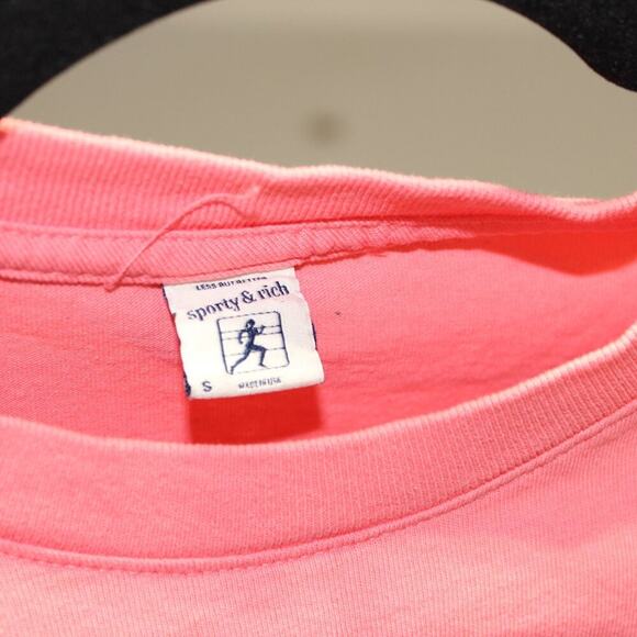 Sporty & Rich Basic T-Shirt in Pink Size Small Made in USA - Picture 7 of 7